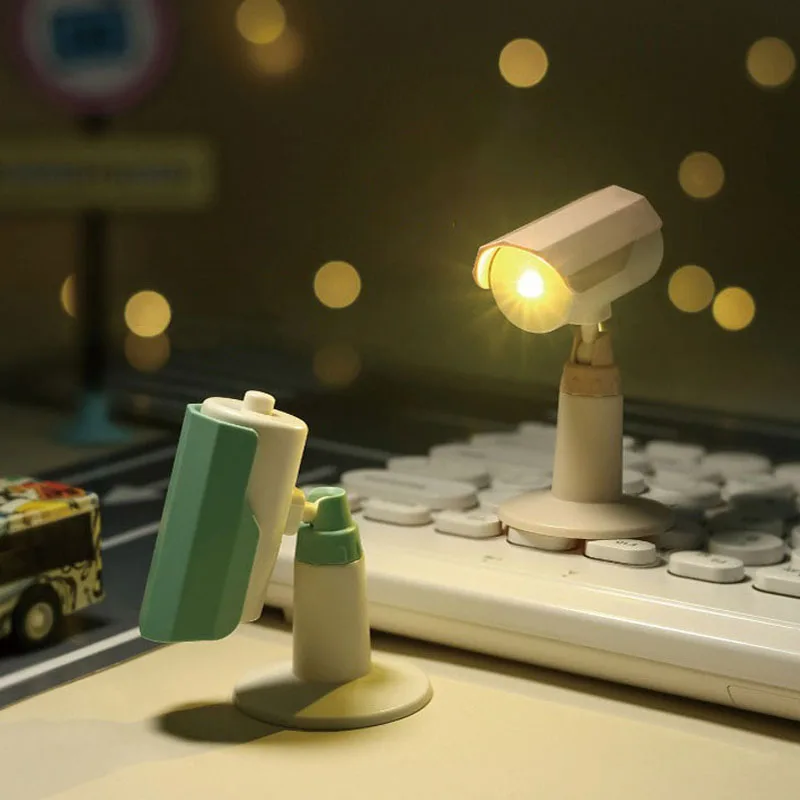 Mini Camera LED Night Light, Universal Rotating Small Table Lamp, Luz ambiente, Eye Lamp, Dormitory Bedroom Bedside Lamp, Presente ornamentos