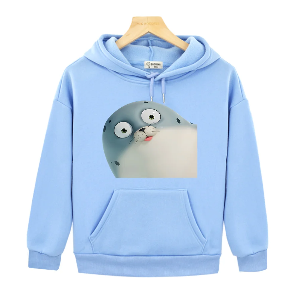 Blue Sealook Kids Print Hoodies Autumn Fleece Sweatshirts Y2k Sudadera Casual Jacket Pullovers Boys Girls Clothes Long Sleeve