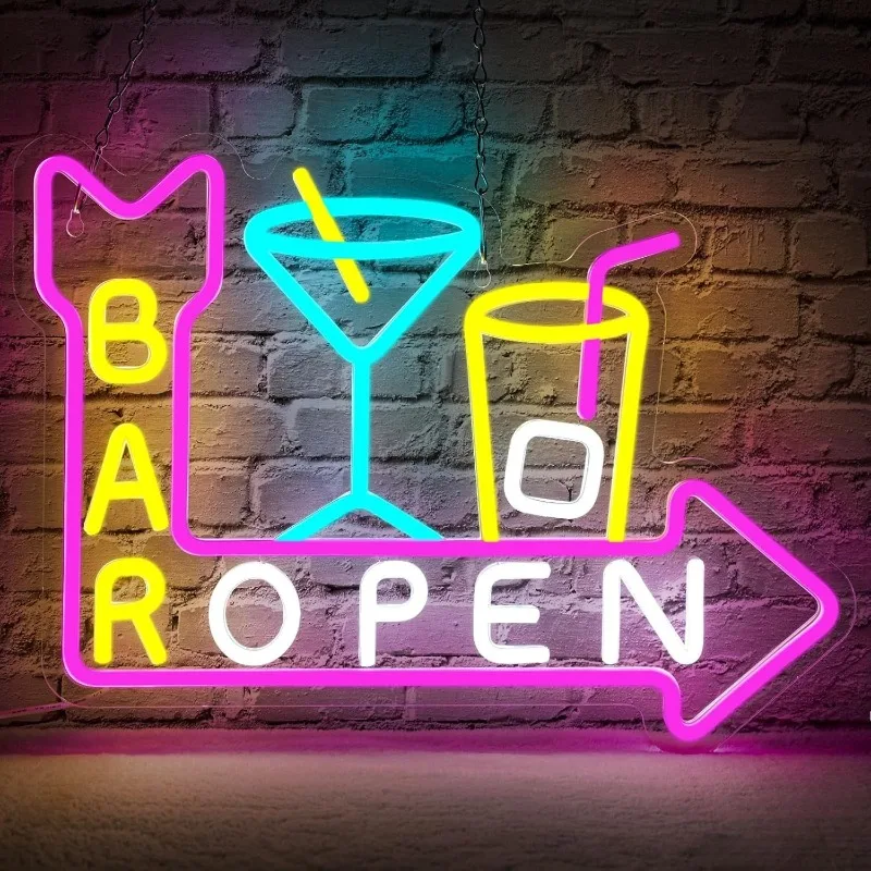 

Bar Open Neon Signs,Dimmable Led Open Sign,USB Powered Bright High Visibility Led Signs for Bussness Bar Pub Man Cave Decoration