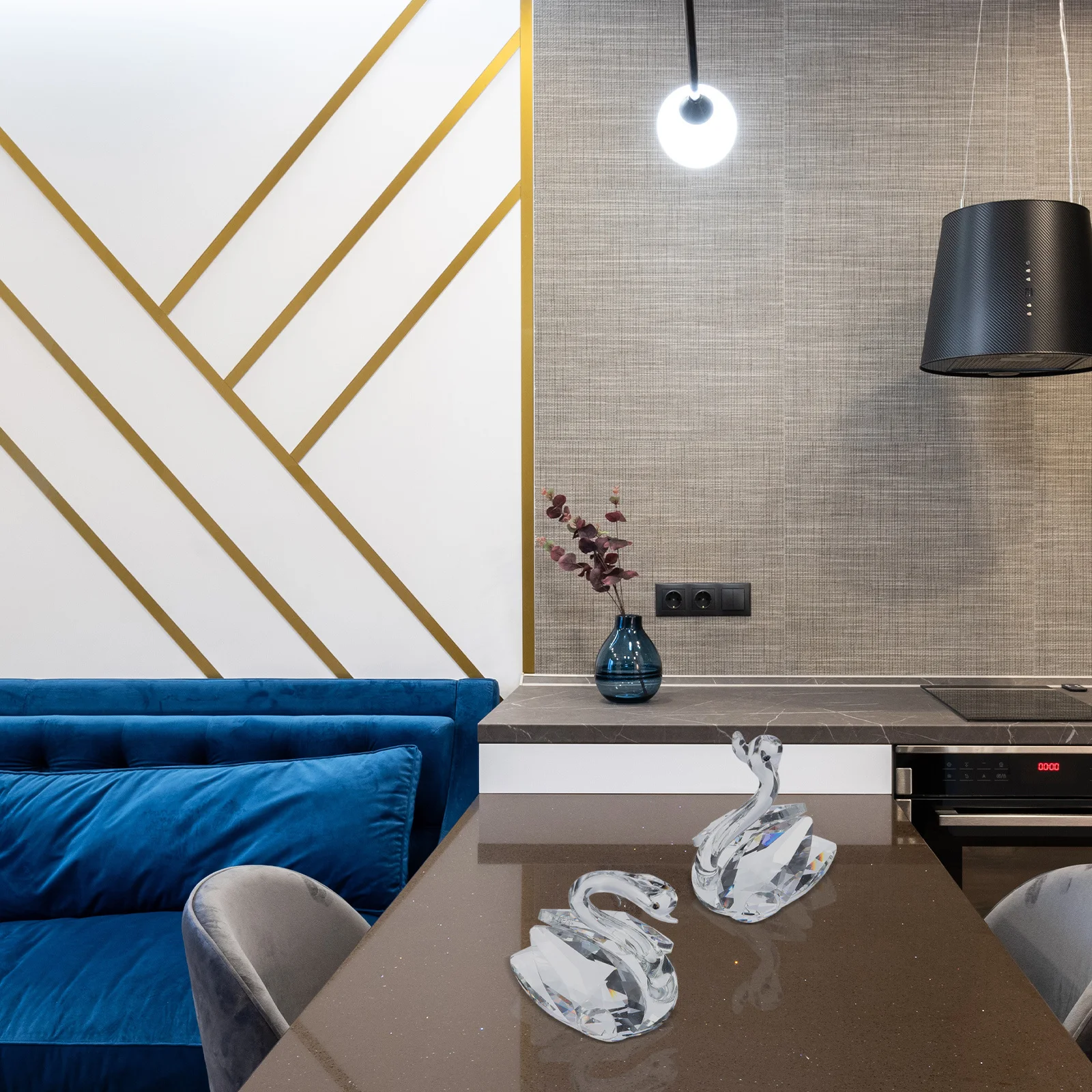 

1Pair Artificial Crystal Swan Synthetic Quartz Decoration for Home Car Wedding Party Lovely Desktop Ornament