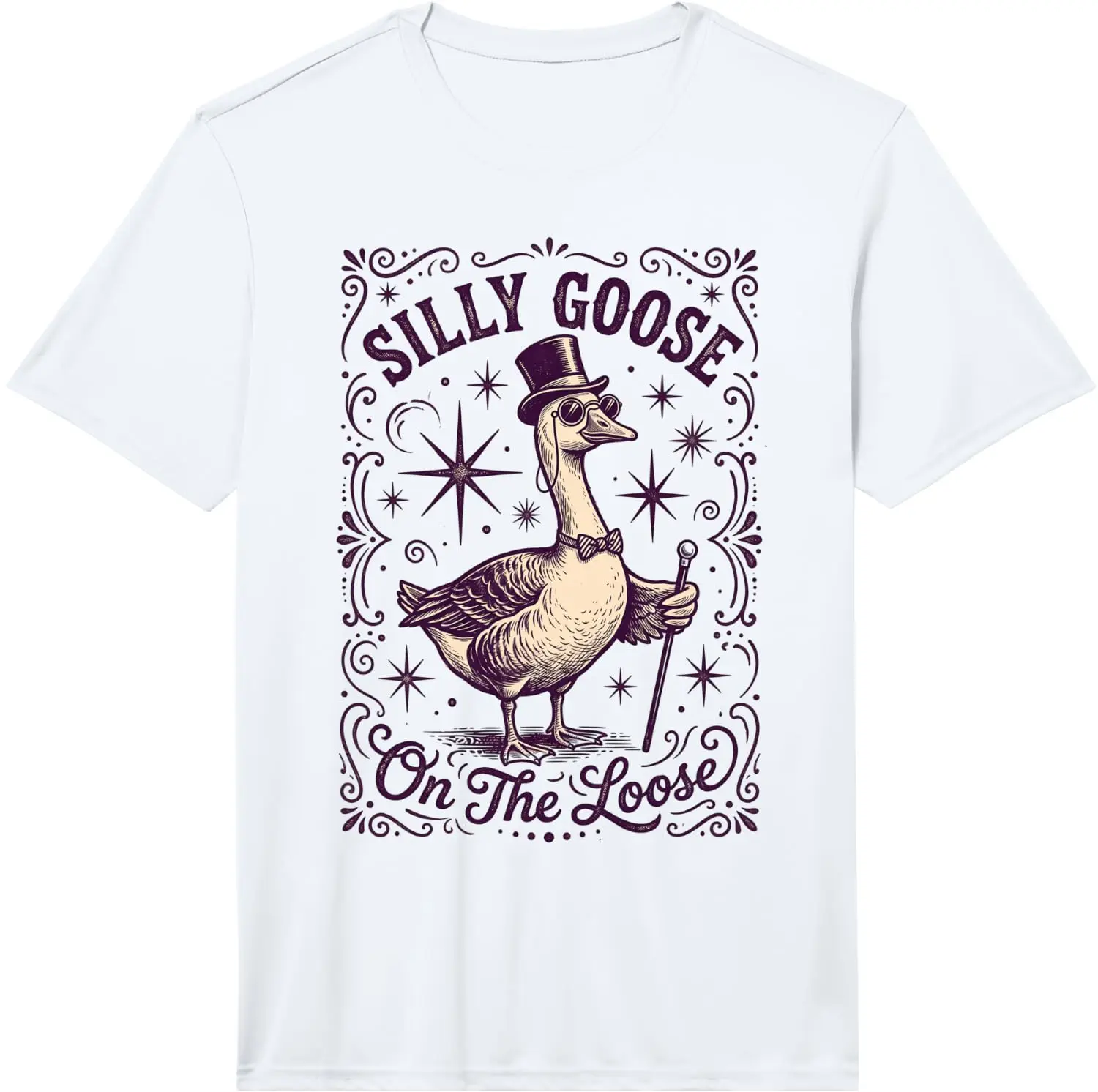 Silly Goose On The Loose Performance T-Shirt 100% Cotton Trendy Y2K Short-Sleeve Tee – Soft, Quick-Drying, All Occasion Casual  Suitable For Concert Party Hanging Out Sightseeing Trip