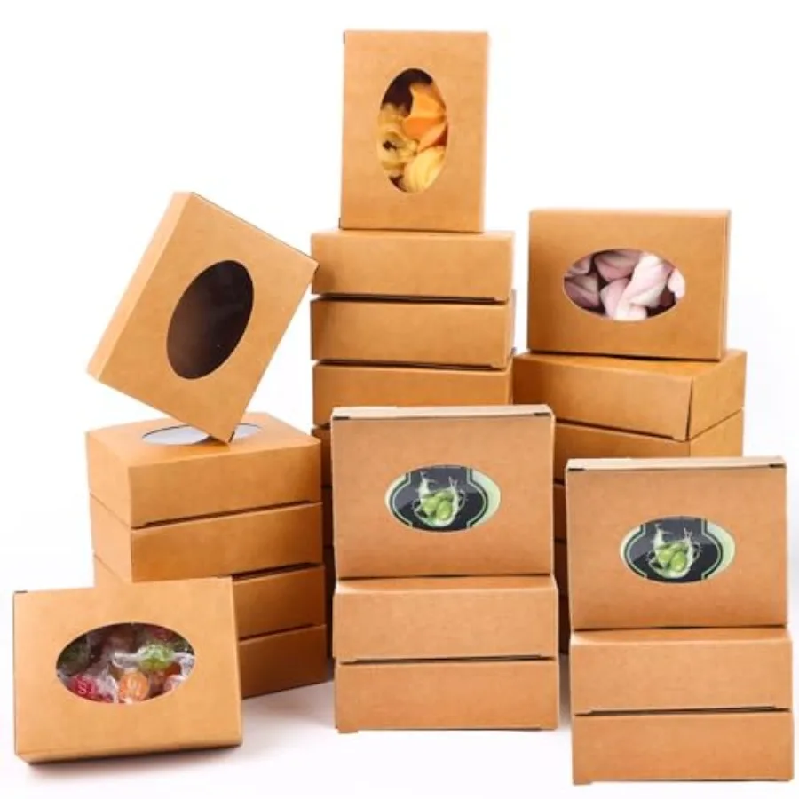 

120 штук: Коробки для мыла из крафт-бумаги с окном, подарочные упаковочные коробки для свадеб, дней рождений, домашней выпечки, конфет