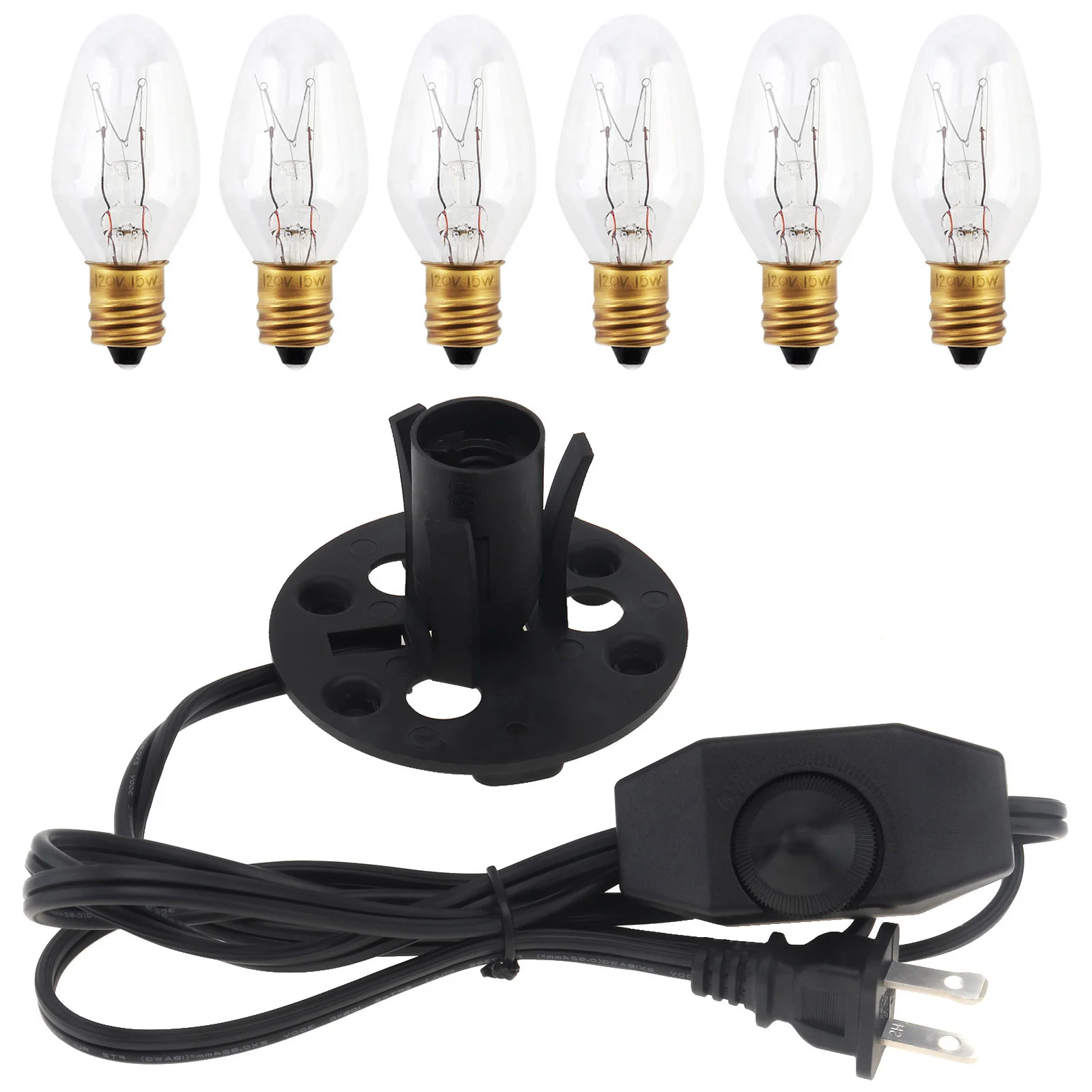 Himalayan Salt Lamp Cord with Dimmer Switch and Bulbs SPT-2 18AWG Original Replacement Cord with Base Assembly