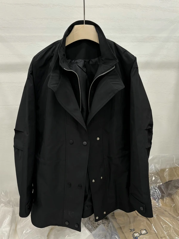Casual Style Mid-Length Loose Women's Windbreaker Double-Row Button Drawstring Waist  Sensation Autumn Fashion Outerwear