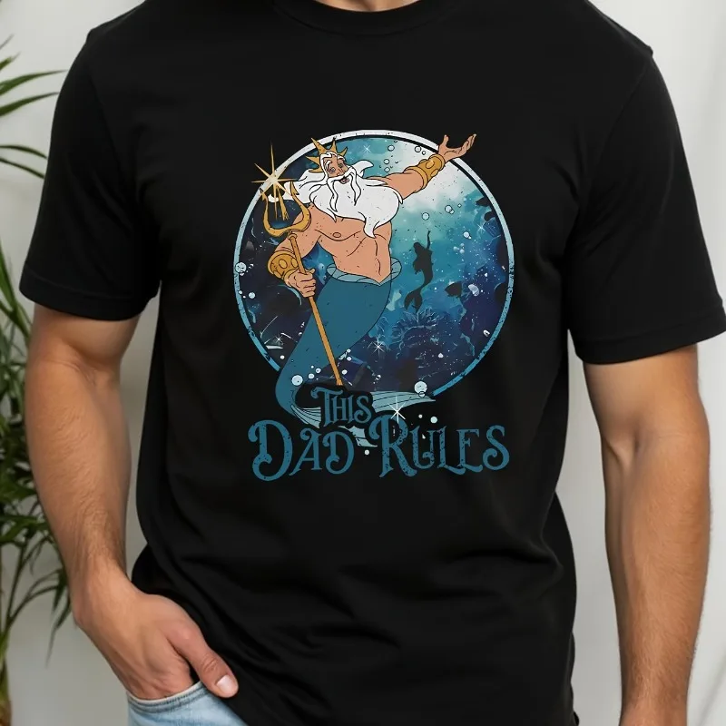 

Футболка Disney Little Mermaid Dad, новое летнее мужское и женское очень большое платье для пар Y2K