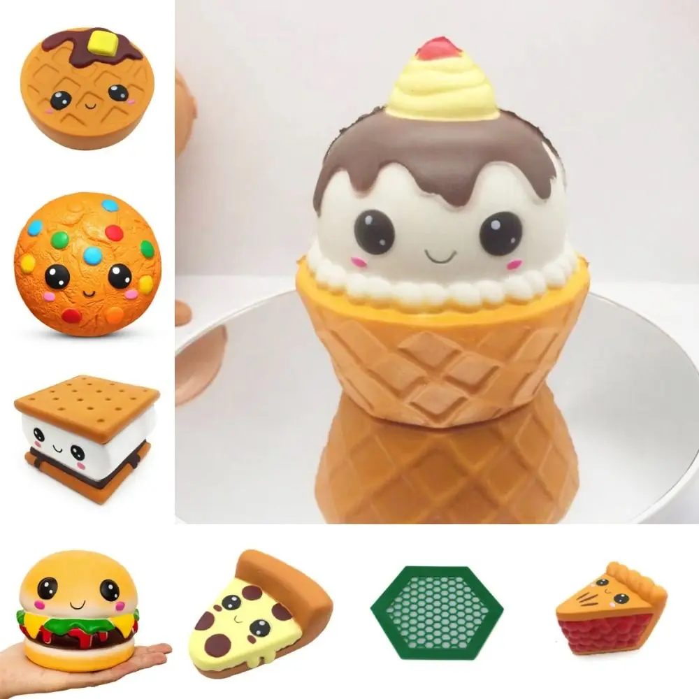 Jumbo Expression Squishy Fidget Toy PU Pizza Waffle Popcorn Squeeze Toys Chocolate Cake Hamburger Stress Relief Toy