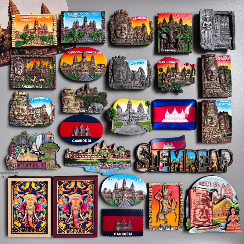 Cambodian Refrigerator Magnets Angkor Wat Tourist Souvenirs Siemreap Fridge Sticker Khmer Buddha Statue Elephant Southeast Asia