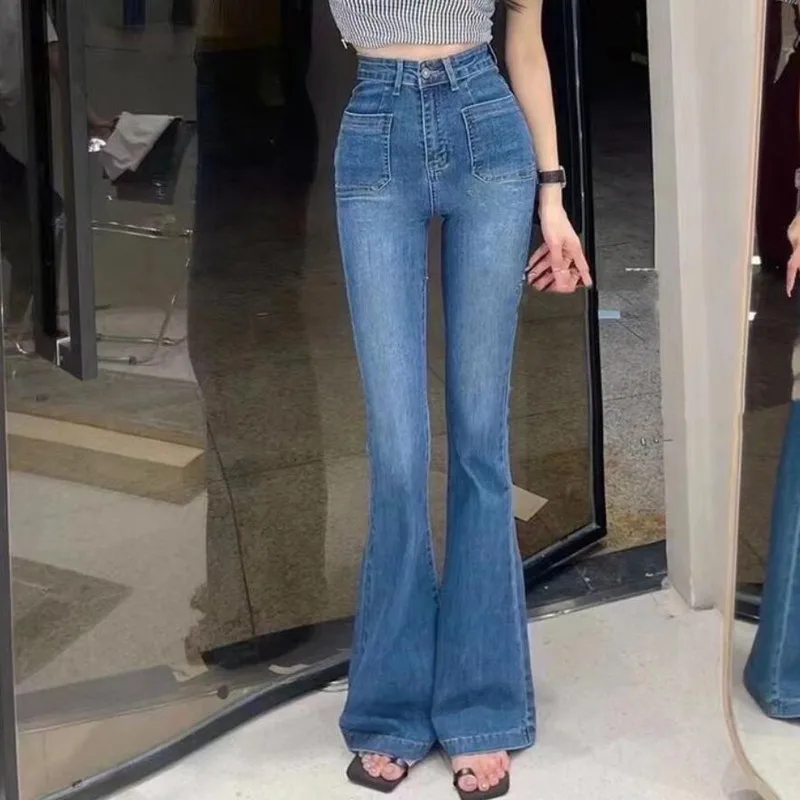 

Vintage High Waist Flare Jeans Women New Autumn Stretch Slim Fit Denim Trousers s446