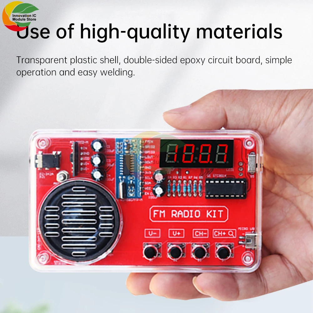 

DIY FM Radio Electronic Kit Adjustable Frequency 50-108MHZ Digital Display DIY Soldering Project Practice Solder