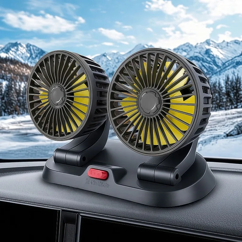 Car Fan 360° Adjustable 3 Head Air Fan Automotive Electric Fan USB/12V/24V Car Silent Fan For Home Desk Office&Car