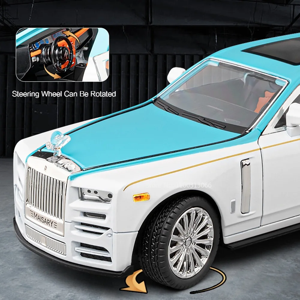 1:22 Scale Rolls Royce Phantom Alloy Diecast Toy Models Cars with Light Sound Vehicle 6 Doors Can Opened Car Toys for Kids Adult