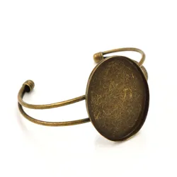 High Quality 30*40mm Bronze Plated Oval Bangle Base Bracelet Blank Findings Tray Bezel Setting Cabochon Cameo (K2-36)