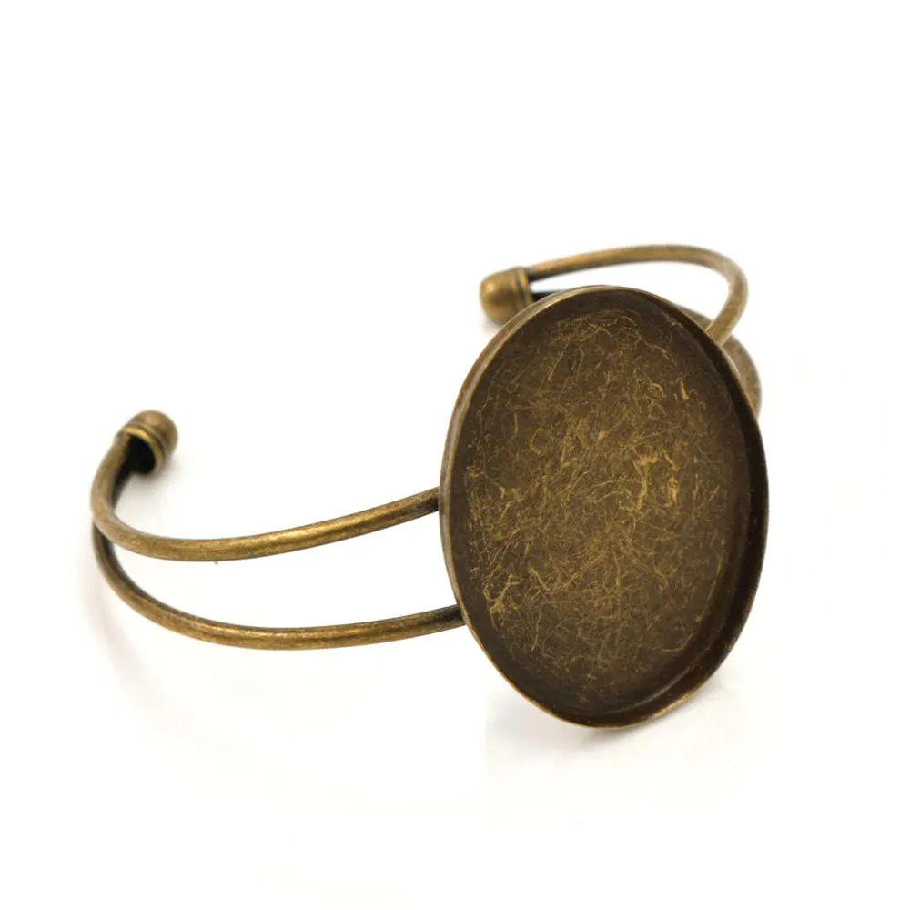 High Quality  30*40mm Bronze Plated Oval Bangle Base Bracelet Blank Findings Tray Bezel Setting Cabochon Cameo  (K2-36)