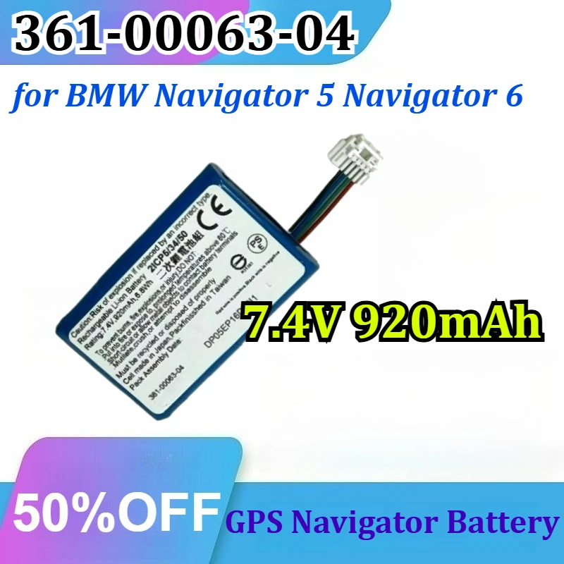 361-00063-04 7.4V 920mAh for BMW Navigator 5 Navigator 6 New Rechargeable Battery