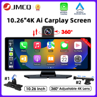 JMCQ Universal 10.26” Car DVR Wireless Carplay Android Auto 4K Front 1080P Rear Camera Dashcam GPS Navi Dashboard 24H Parking