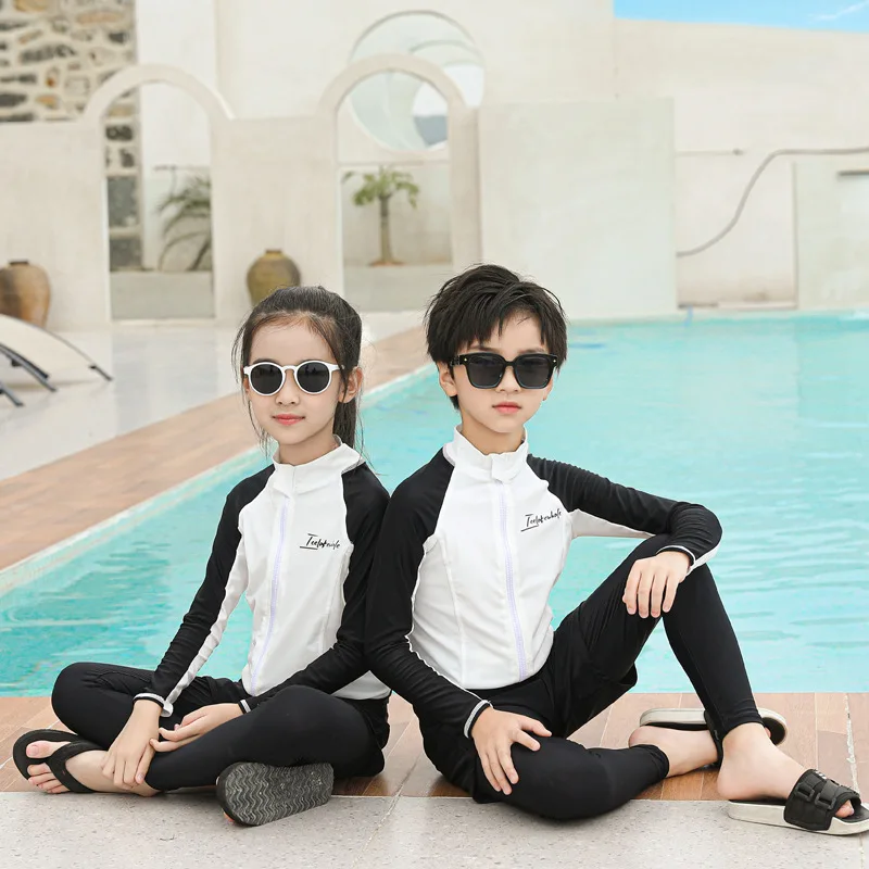 Boys Girls Rash Guard Swim Shirt Long Sleeve for Toddler Kids Youth Rashguards Water Sportswear Quick Dry Swimsuit Bathing Suits