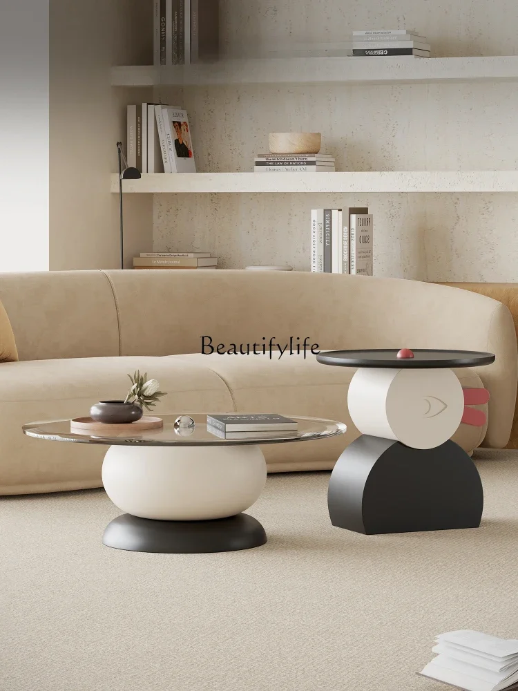 Italian minimalist creative coffee table combination round living room modern simple baking paint high-end