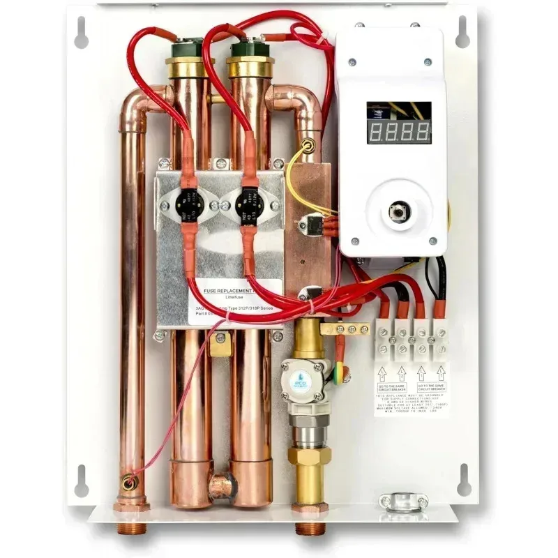 سخان مياه كهربائي KC3BEcoSmart 18 بدون خزان، 18 كيلو وات في 240 فولت مع تقنية التعديل الذاتي حاصلة على براءة اختراع، 17 × 14 × 3.5، علي