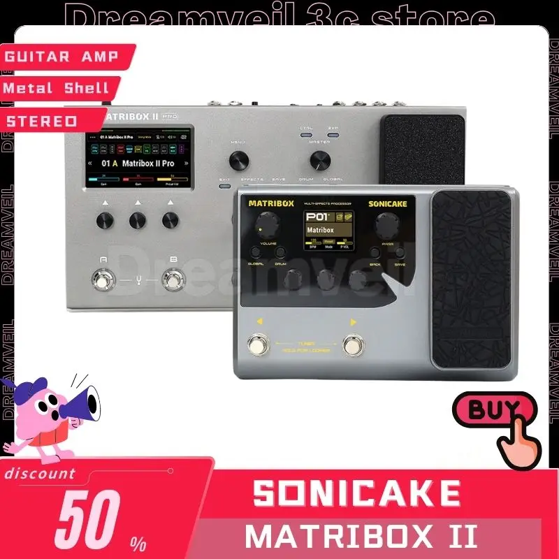 SONICAKE Matribox II Electric Guitar AmpModeling Multi-Effects Processor MIDI Stereo FX Loop  IR USB AUX In Metal Shell Custom