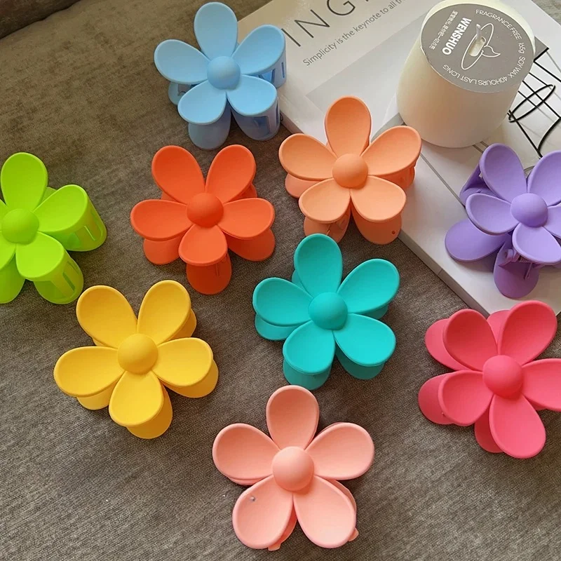 New Flower Hair Clips for Women Colorful Hair Claw Ponytail Clips Hairs Holder Fashion Barrette Girls Headwear Hair Accessories