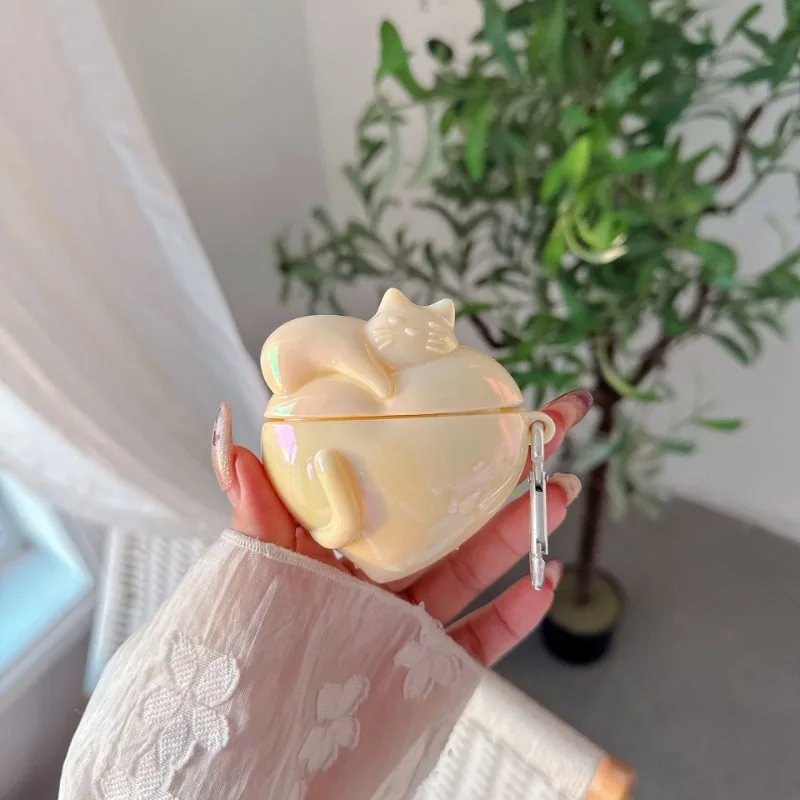 

Silicone Earphone Case with Hooks Accessories Cover for Airpods Pro 3 for Airpods 1 2 3 4 Pro Pro 2 Cute Electroplated Love Cat