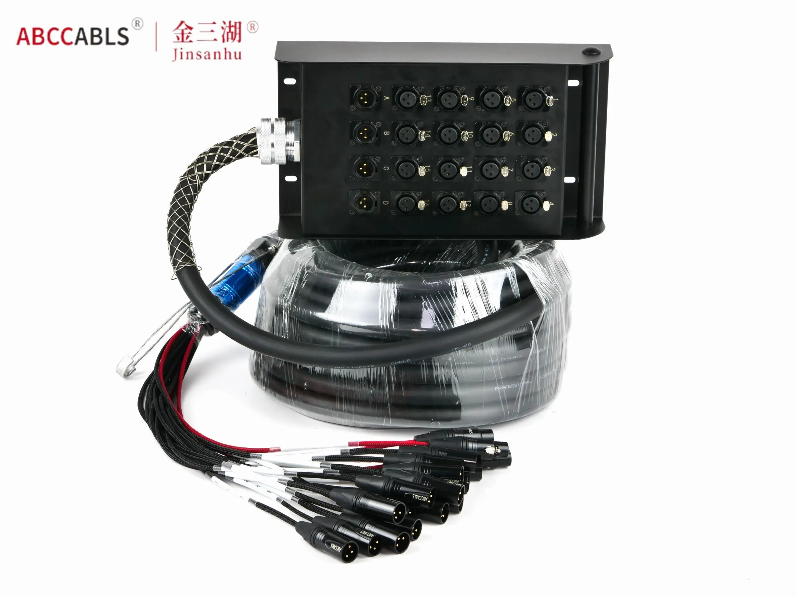 50m 30m 20-Channel Professional Portable XLR Stage Snake Cable with PVC Jacket and Braid Shielding for Live Performance