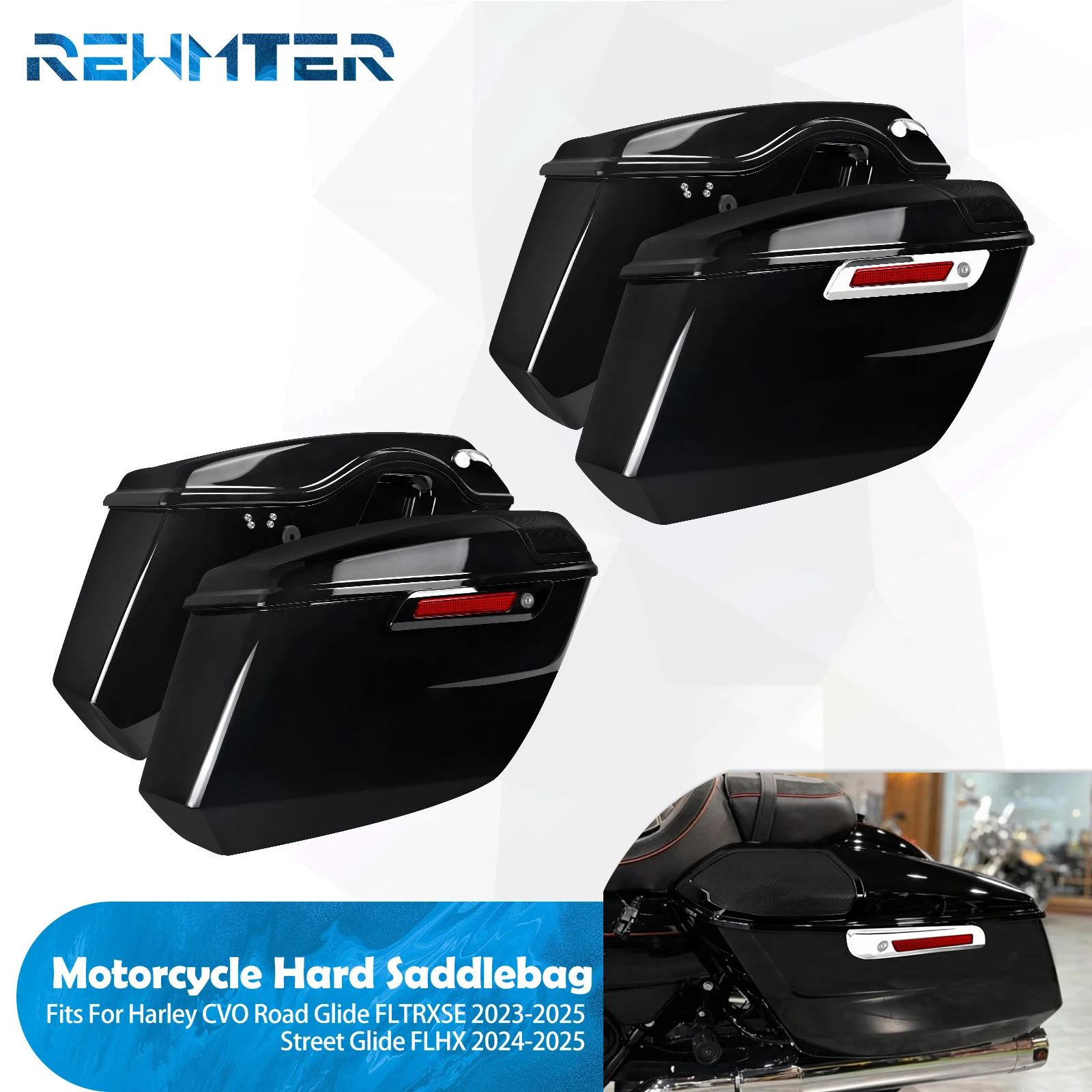 

Motorcycle Saddlebags Hard Saddle Bag Luggage Side Bags For Harley Touring CVO Road Glide FLTRXSE 23-25 Street Glide FLHX 24-25