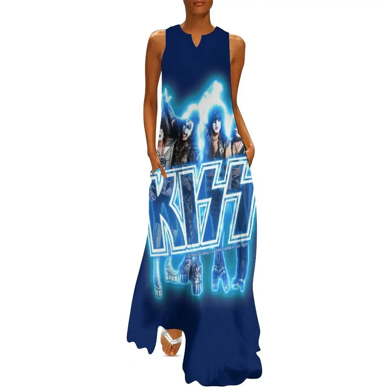 

KISS  the Band - Blue Energy Glow Long Dress women's fashion dresses cocktail dresses women's dresses luxury Dress