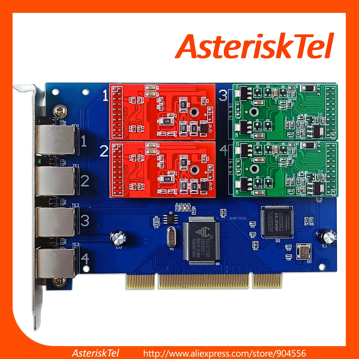 Asterisk PCI Card TDM410P with 2 FXO+2 FXS Ports,TDM400P,Asterisk Card FXO Card FXS Card,FreePBX Issabel Free PBX FreeSwitch