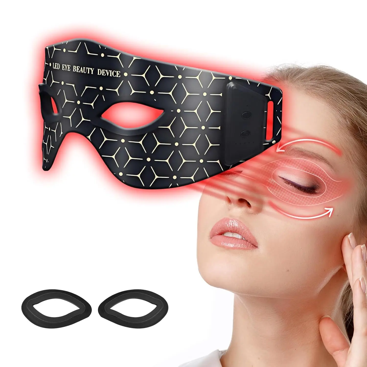 Masque oculaire en silicone à lumière rouge LED, flexible, soulage la fatigue oculaire, anti-rides, cernes, utilisation sans fil