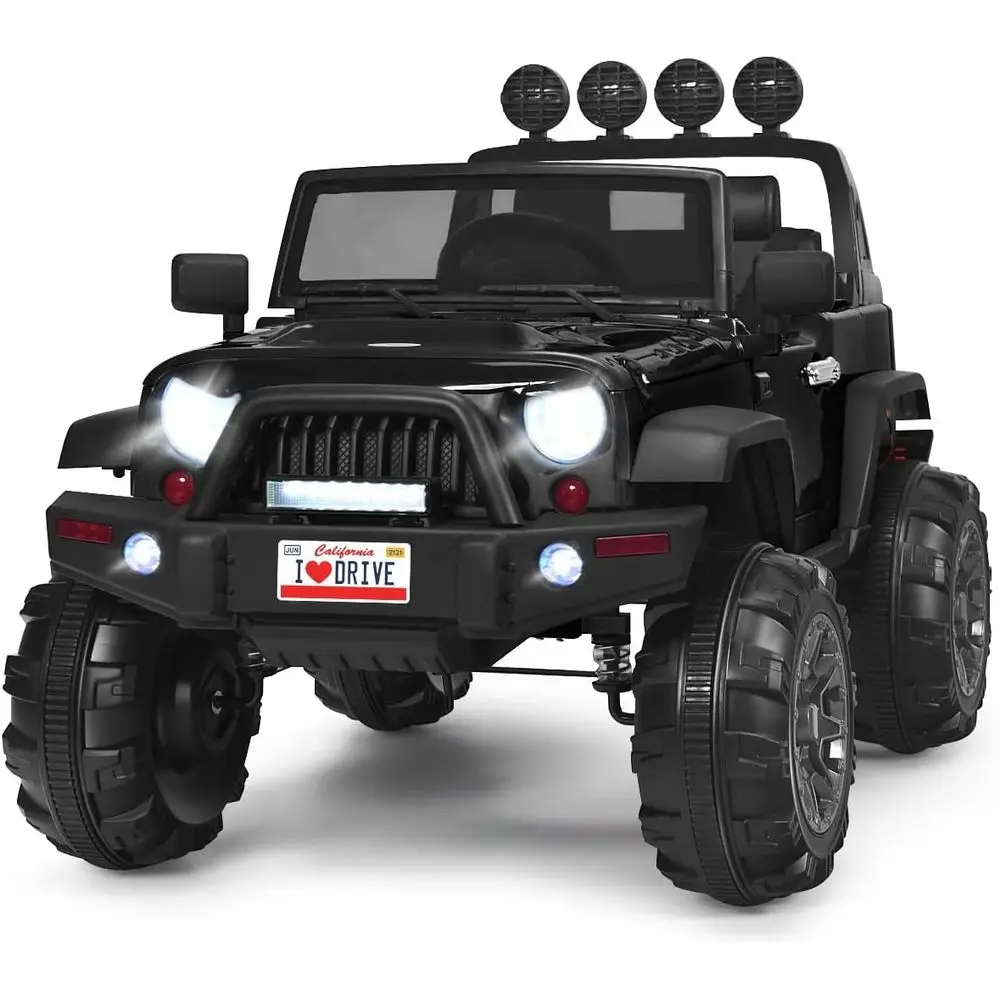 Ride on Car, 12V Battery Powered Electric Vehicle w/Parent Remote Control, Spring Suspension, Storage, 3 Speeds, Black