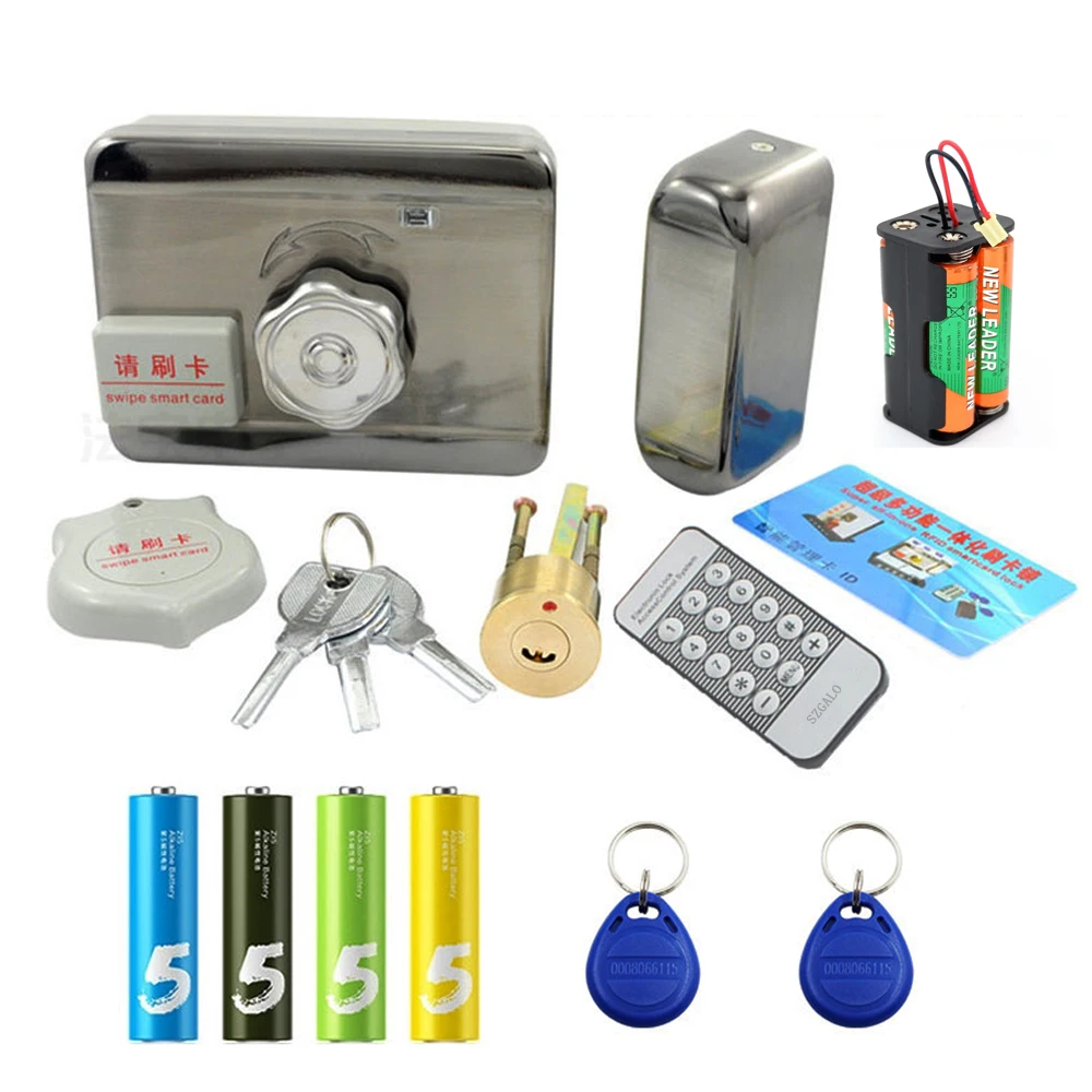 AA Battery Rim Electronic Lock Electric Gate Lock Mute RFID Door Lock Cabling-free Home Door Gate Security Lock