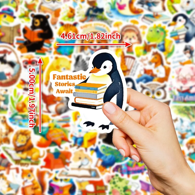 56 stuks cartoon gepersonaliseerde dierenlezing creatieve doodle decoratieve stickers