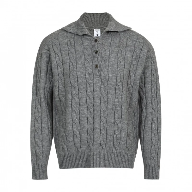 الرجال جديد وصول بولو طوق سترة خمر كابل متماسكة زرر فضفاض صالح بلوزة كاجوال تنوعا خريف شتاء الرجال تريكو