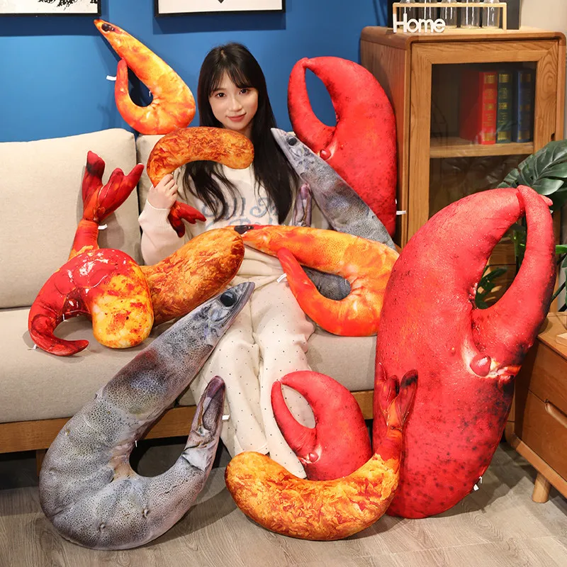 40/60/80cm Kawaii Lobster Plush Toys Lifelike Shrimp Crayfish Stuffed Animal Doll Soft Funny Pillow Birthday Gifts for Kid Boys
