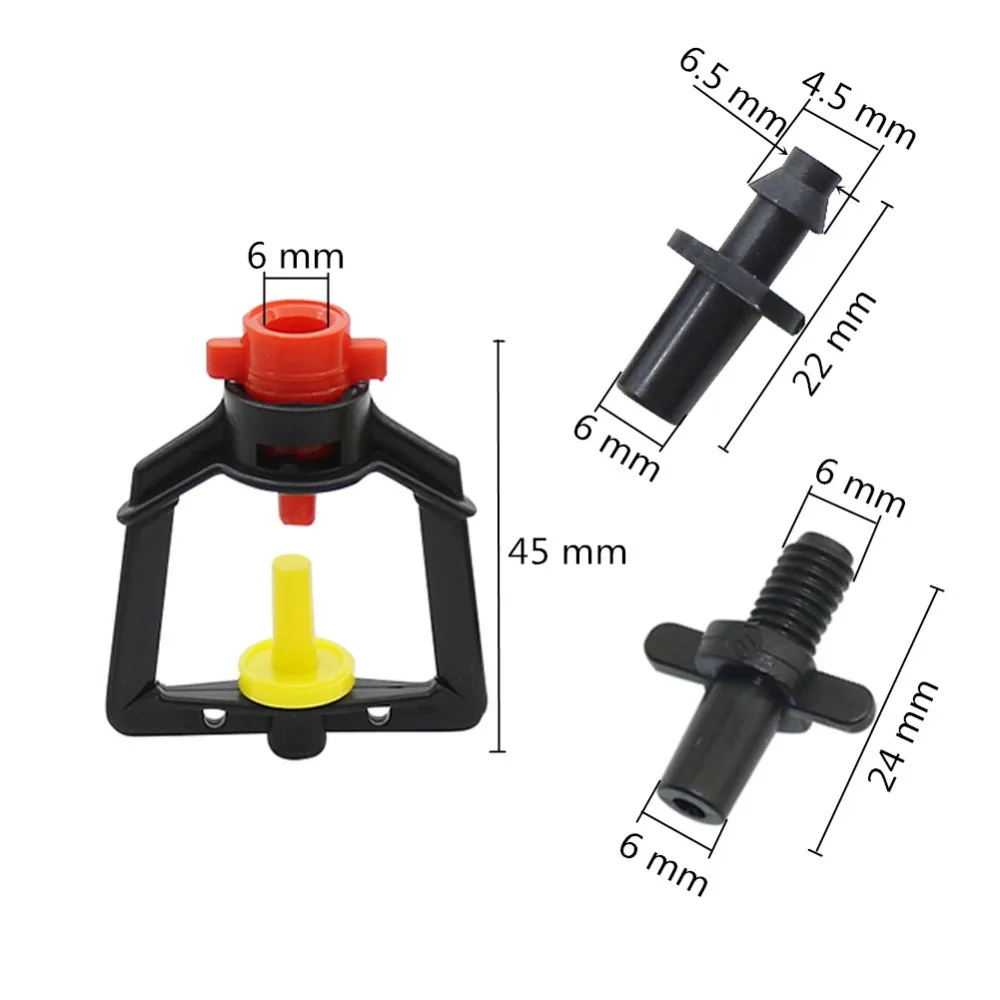 5 szt. Dysza do rozpylania refrakcyjnego 6mm do zawieszenia w szklarni mikrozraszacz 360 stopni do nawadniania rolniczego narzędzia do nawilżania