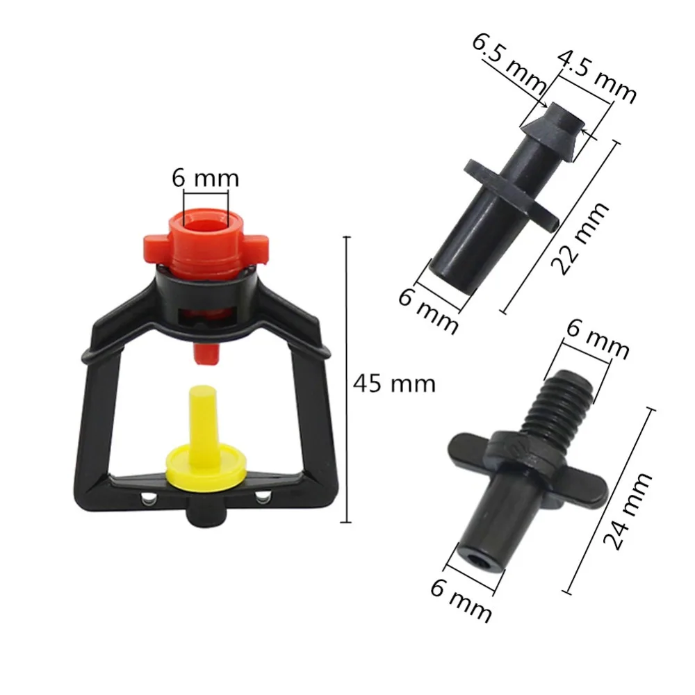 5Pcs 6mm Refraction Atomization Nozzle Greenhouse Hanging 360 Degree Micro-sprinkler Agricultural Watering Cooling Humidify Tool