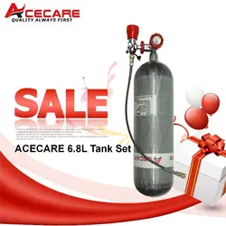 ACECARE-tanque de aire de alta presión con válvula, cilindro de fibra de carbono, 4500PSI, 300bar, 6,8 l, HPA, estación de llenado de buceo, M18 x 1,5