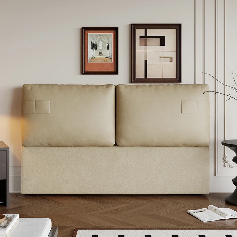 cloth leather headboard upholstery cushions Nordic simple floor-to-ceiling backrest board All solid wood bedside shee