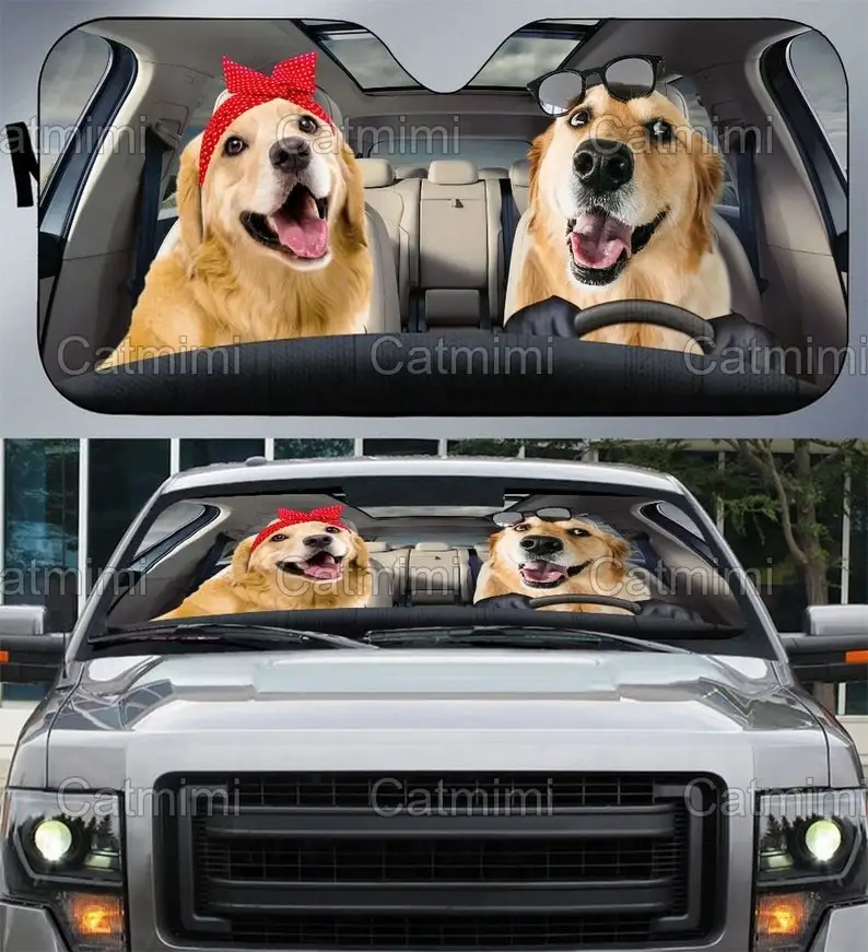 

Golden Retriever Car Sun Shade, Funny Retriever Sun Shade, Golden Retriever Car Decor, Sunshade Car Windshield, Couple Gift MCL1