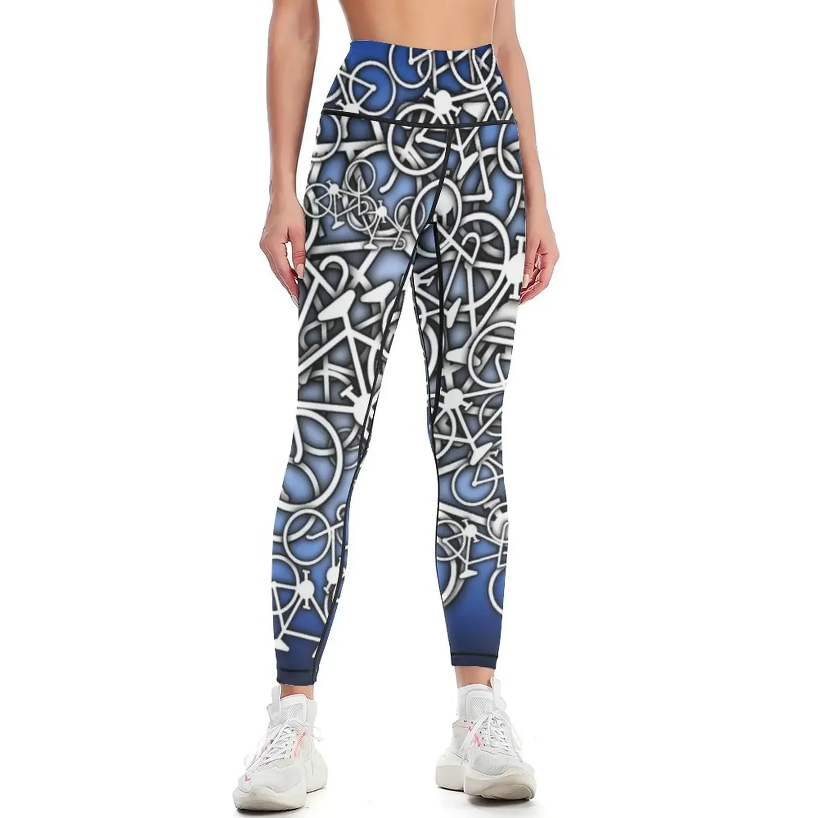 

Tangled Up In Bicycles 2 - Blue Black fade Leggings sports for Leginsy push up gym top for fitness Womens Leggings