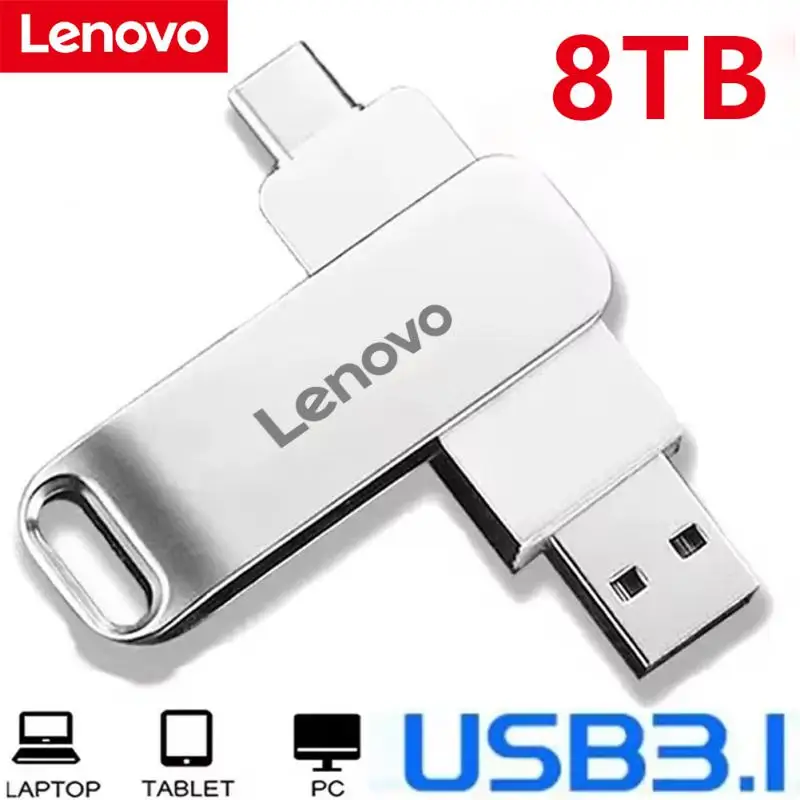 Lenovo 16TB USB 3.0 Flash Drive U Disk Type-C Interface High Speed 1TB Large Capacity 512GB 256GB Metal Pendrive Memoria Stick