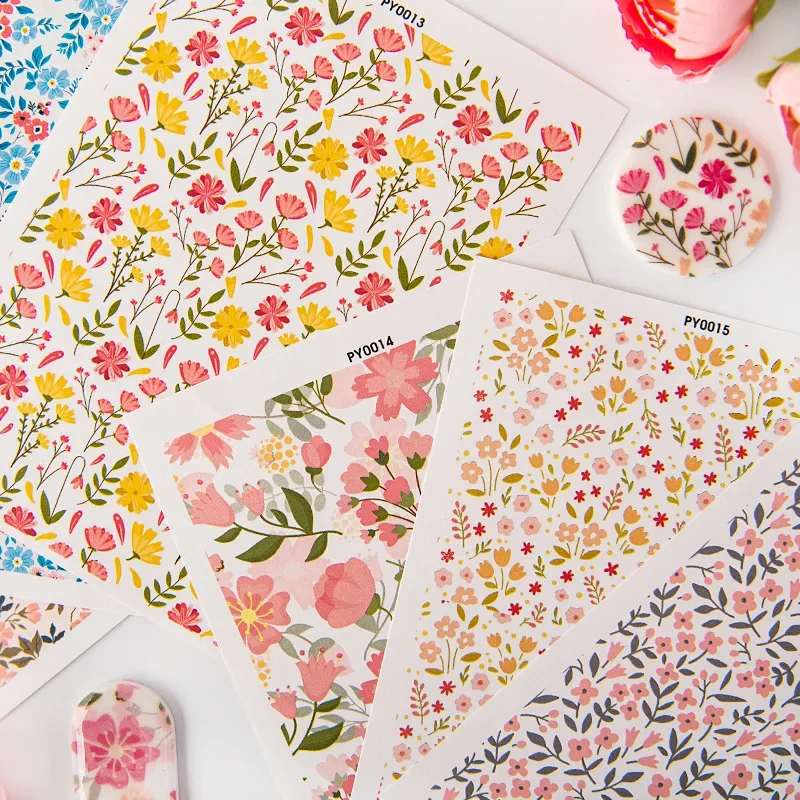 Colored Pattern Flower Leaf Theme Polymer Clay Transfer Paper Water Soluble Disposable Stickers Printing Paper Earrings Making