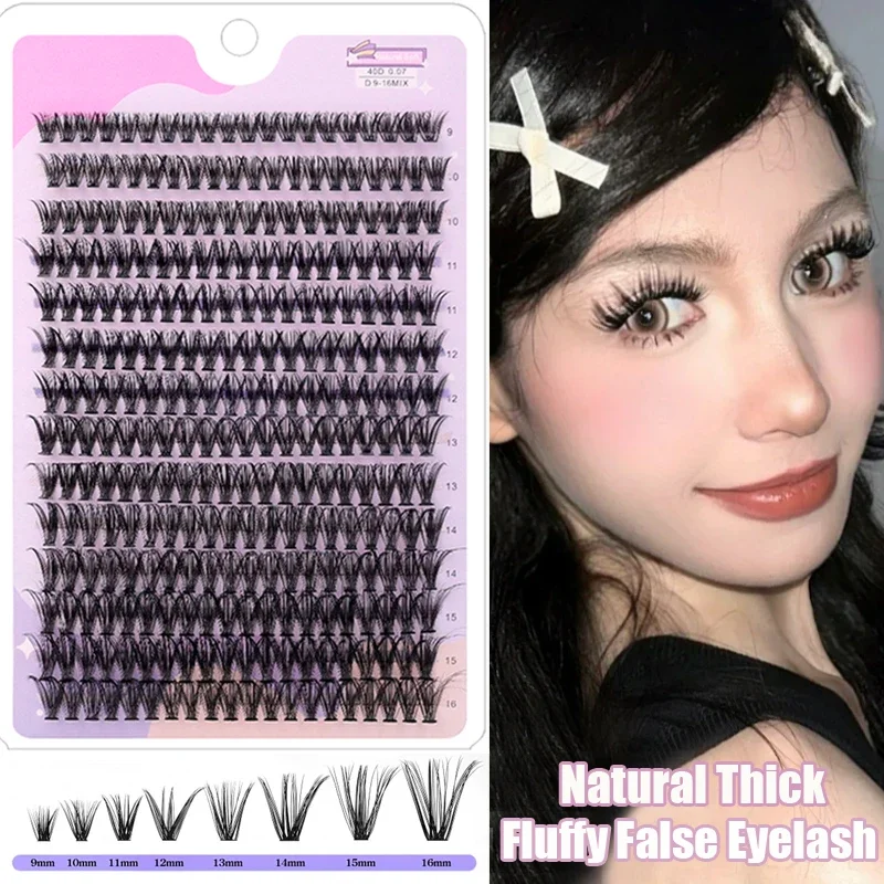 9-16mm Individual Cluster Lashes 40D Mixed Thick Fluffy Lashes Natural DIY Eyelash Extension Soft Volume False Eyelashes Makeup