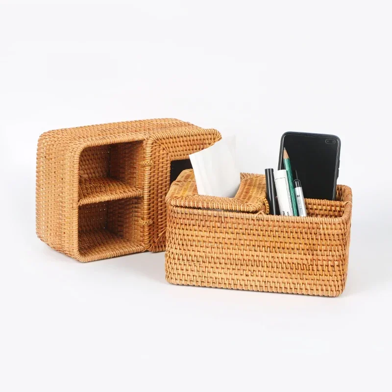 Rattan Tissue Box Home Decoration Handmade Desktop For Barthroom Hotel And Office tissue holder