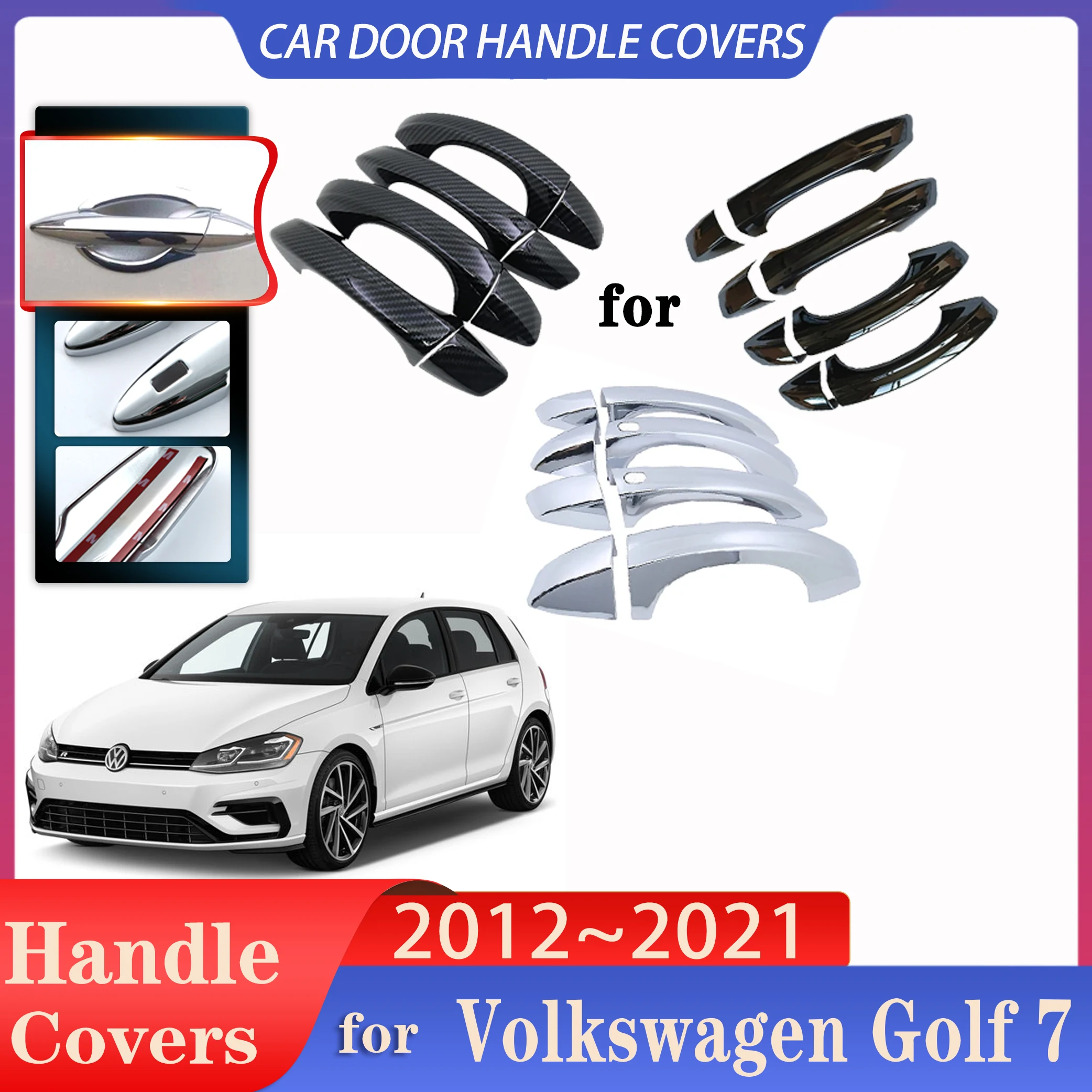 

For VW Volkswagen Golf MK7 Golf 7 Golf7 2012~2021 Car Door Handle Covers Exterior Scratch Protective Decor Rustproof Accessories