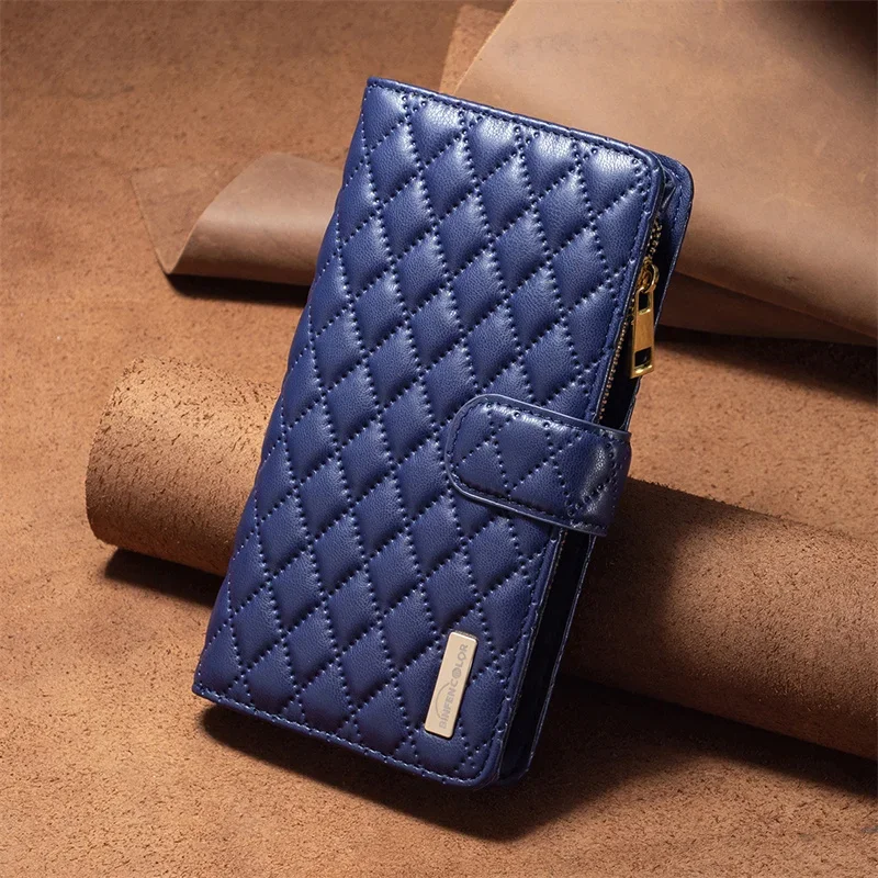 Zipper Card Flip Case For Oppo A38 A58 A98 A57S A17 A76 A36 5G A16 A16S A54S A55 A54 A7 A15 A74 A94 A93 A72 A52 A92 Leather Case