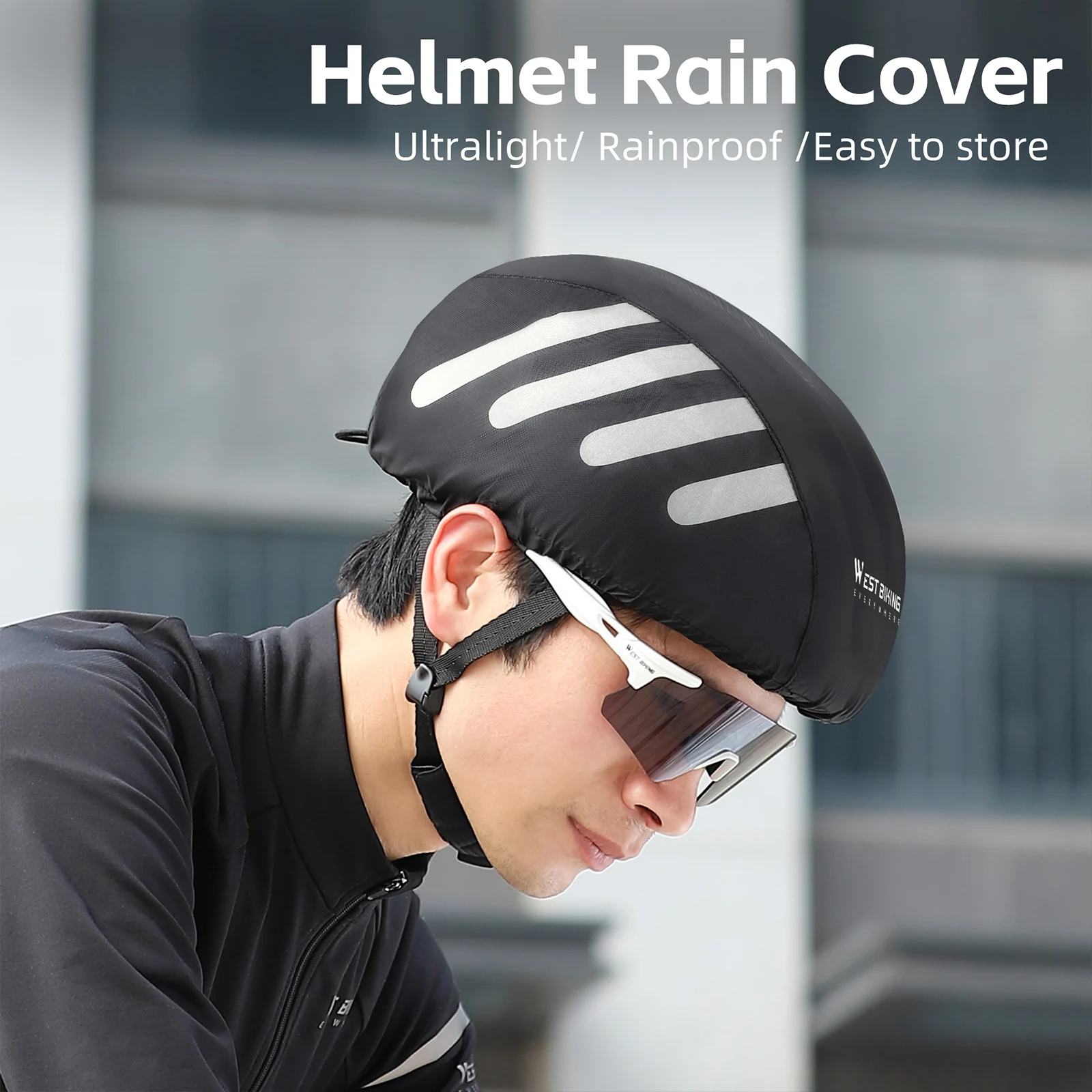 Bicycle Helmet Rain Cover Reflective Road Bike Helmet Cover Waterproof Dustproof Drawstring Protective Cover for Helmet Foldable