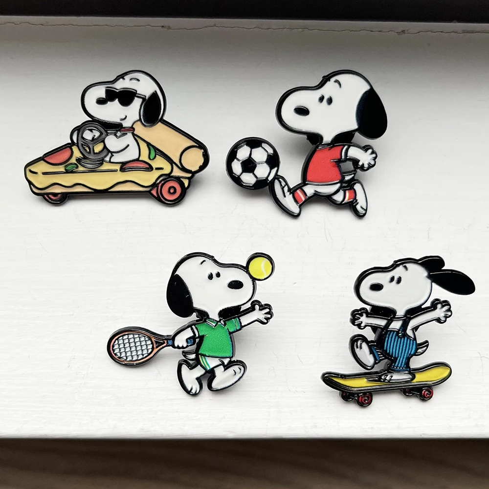 4/8 قطعة سنوبي الكلب المينا دبابيس مجموعة معدنية الكرتون شخصية دبابيس للجنسين مجوهرات الأزياء حقيبة تجميع ظهره ملحق هدية #3