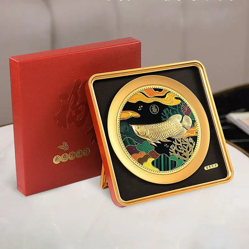 

Роскошное и атмосферное украшение для привлечения богатства, украшение для рибки из золотой фольги, украшение для предприятия, бизнес-подарок